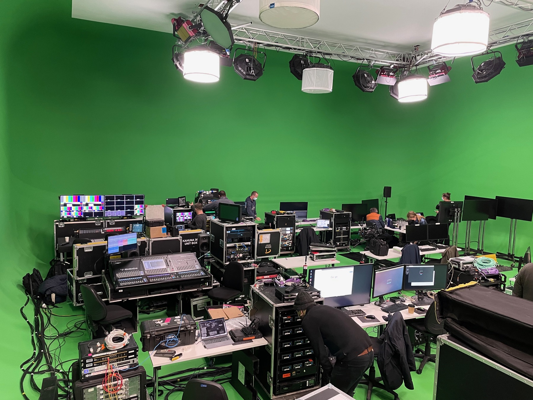 Green screen television studio setup